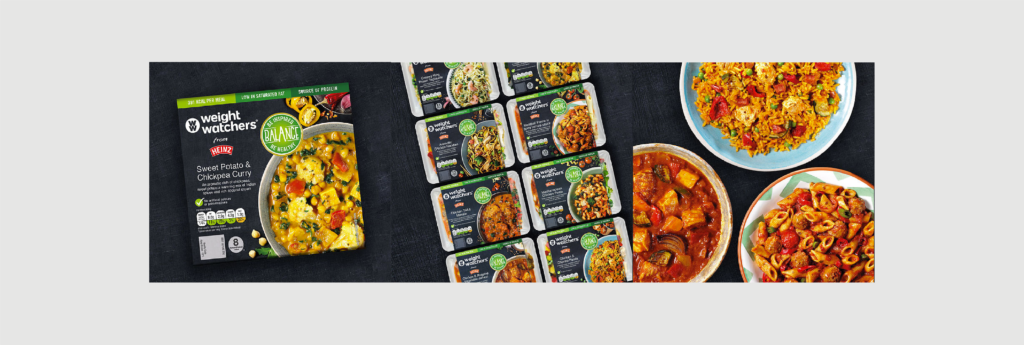 Packaging and visual identity for the Balance Weight Watchers range of frozen ready meals from Heinz.